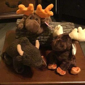 3-TY Beanie Babies ZEUS,ROAM,CHOCOLATE